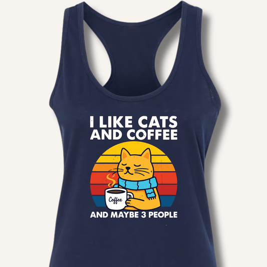 I Like Cats and Coffee Racerback Tank - Sip & Shirt