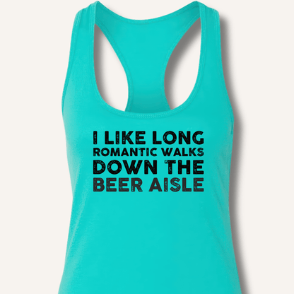 I Like Long Romantic Walks Racerback Tank - Sip & Shirt