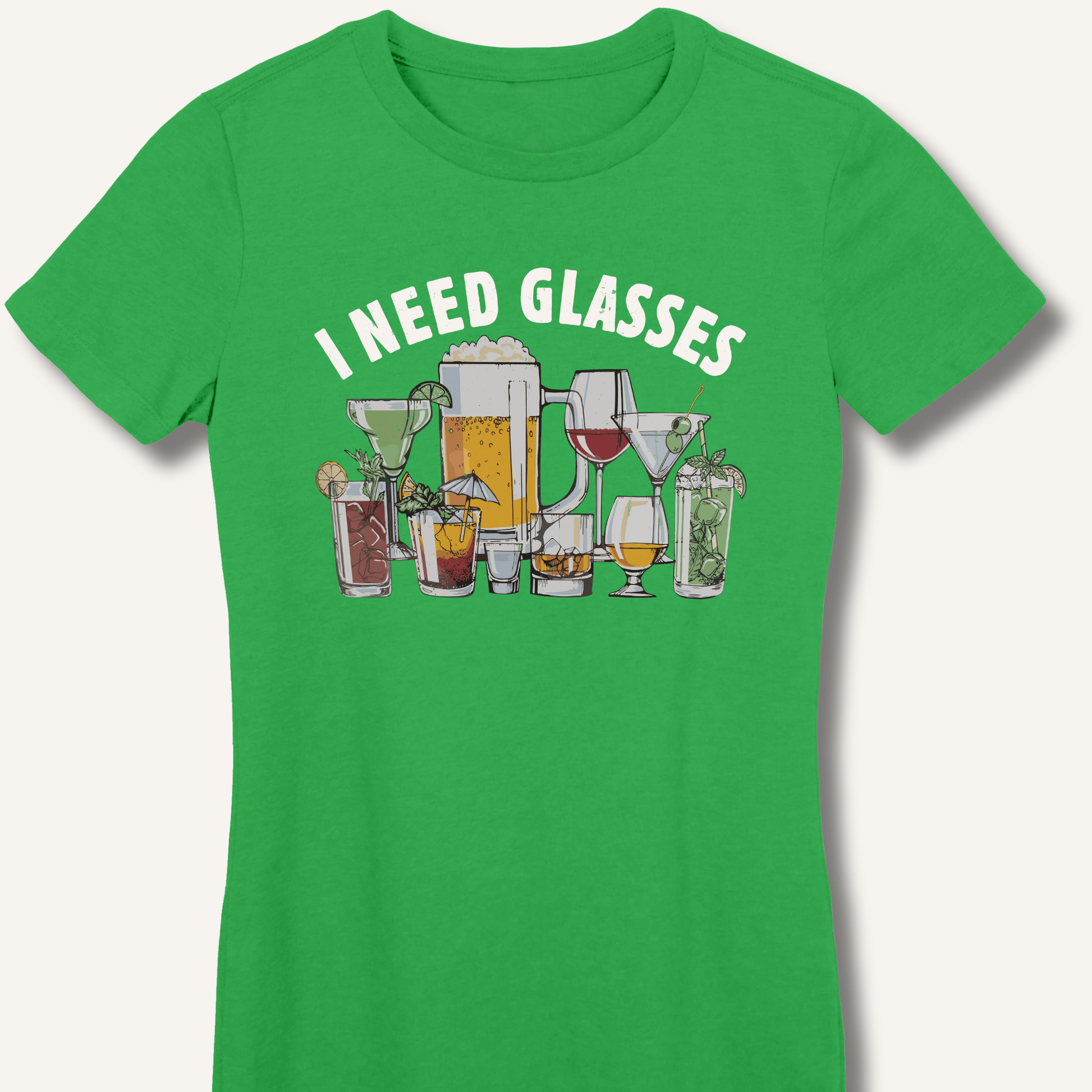 I Need Glasses Fitted T-Shirt - Sip & Shirt