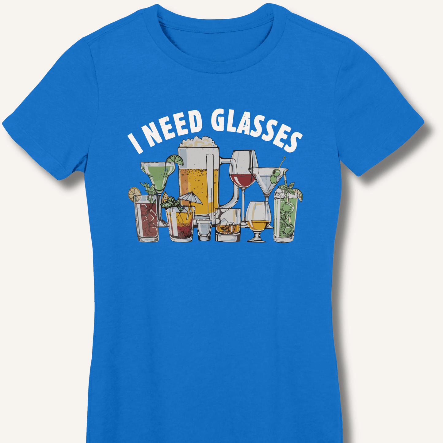 I Need Glasses Fitted T-Shirt - Sip & Shirt