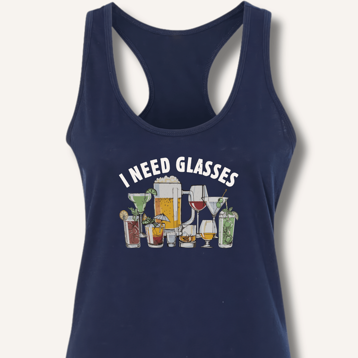 I Need Glasses Racerback Tank - Sip & Shirt