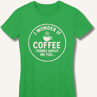 I Wonder If Coffee Thinks About Me Too Fitted T-Shirt - Sip & Shirt