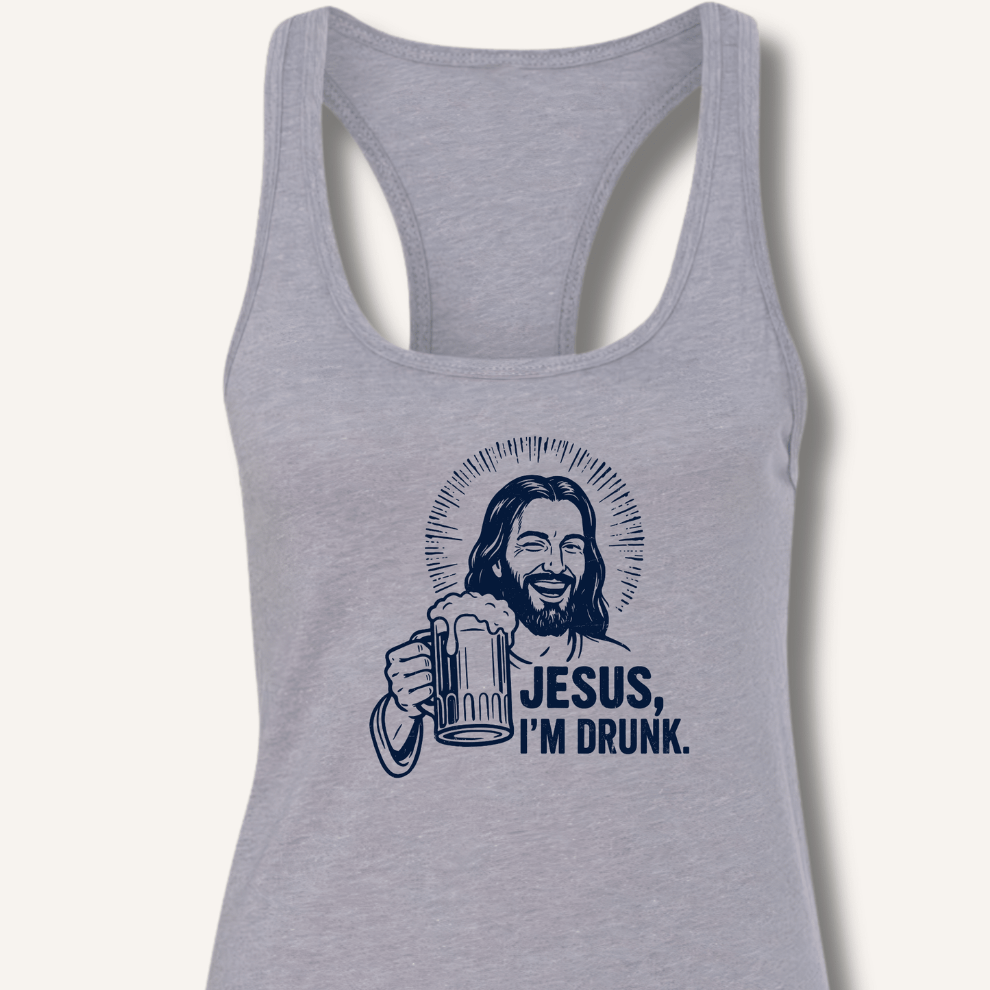 Jesus, I'm Drunk Racerback Tank - Sip & Shirt