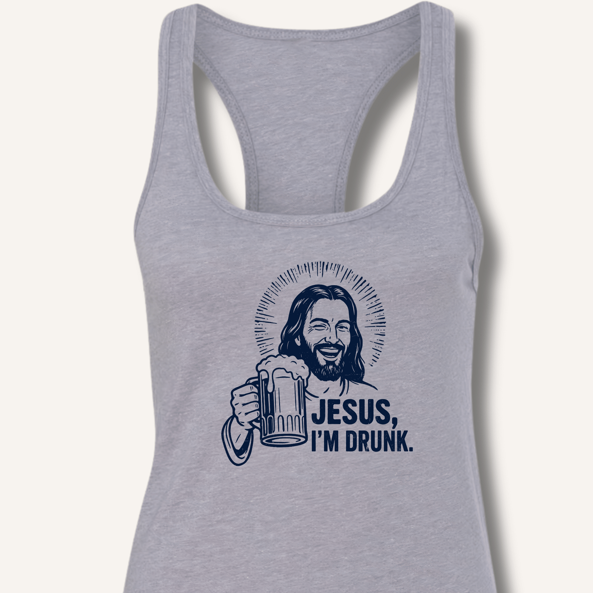 Jesus, I'm Drunk Racerback Tank - Sip & Shirt