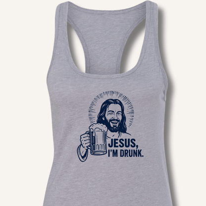 Jesus, I'm Drunk Racerback Tank - Sip & Shirt