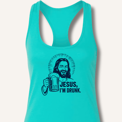 Jesus, I'm Drunk Racerback Tank - Sip & Shirt