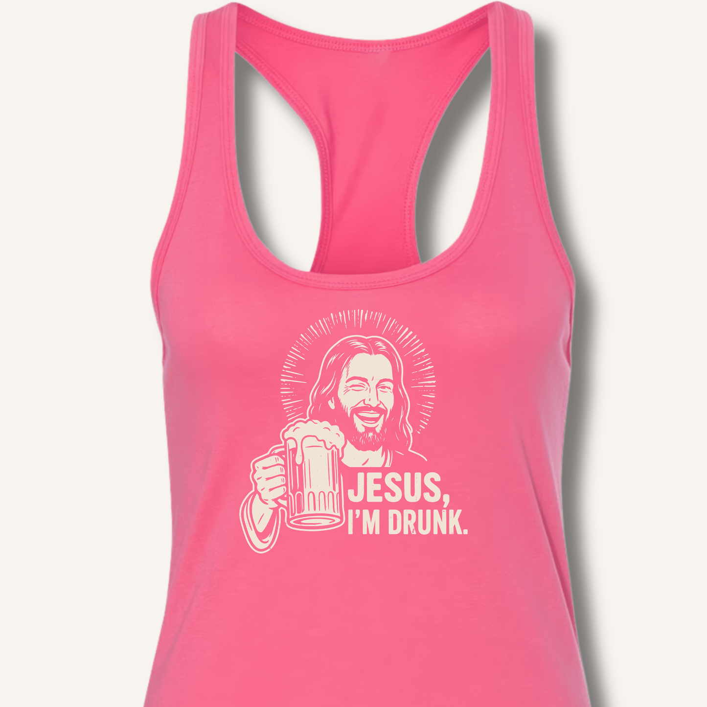 Jesus, I'm Drunk Racerback Tank - Sip & Shirt