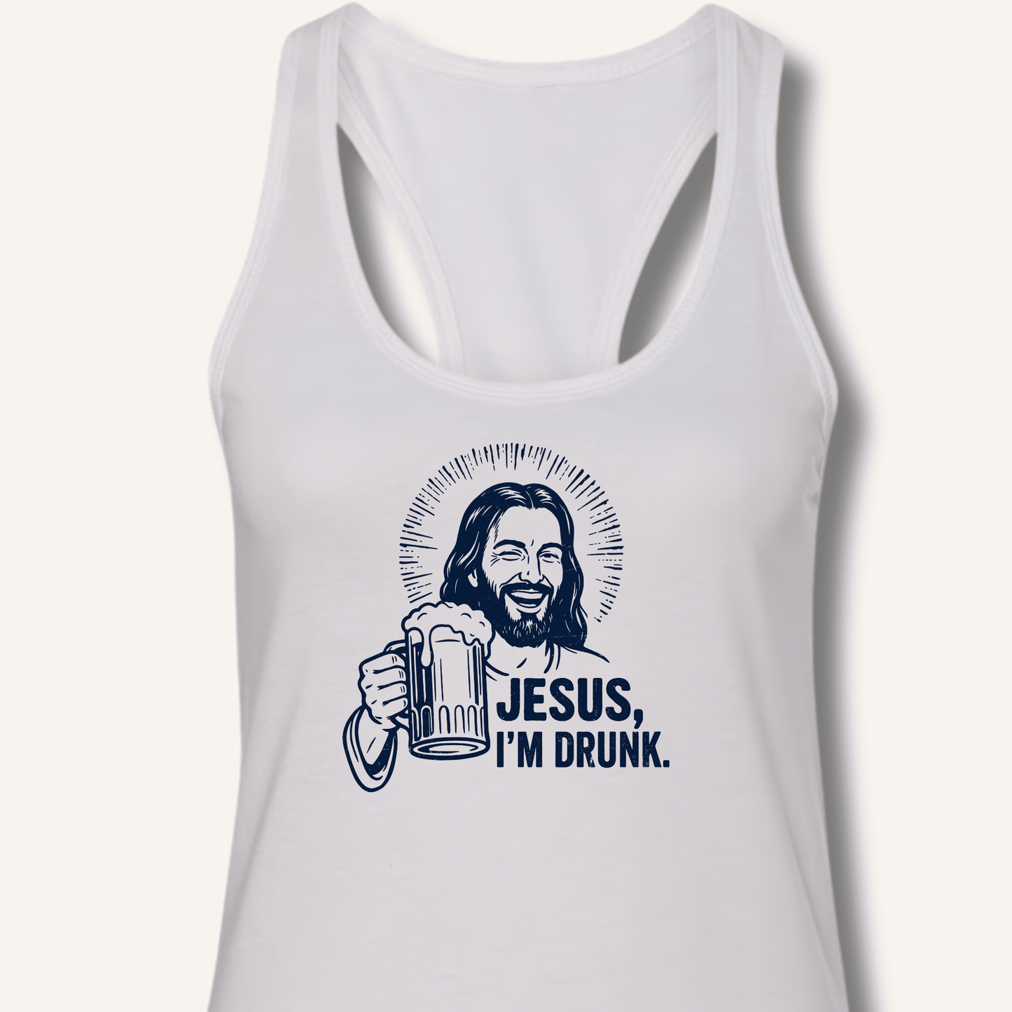 Jesus, I'm Drunk Racerback Tank - Sip & Shirt
