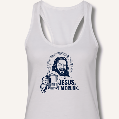 Jesus, I'm Drunk Racerback Tank - Sip & Shirt