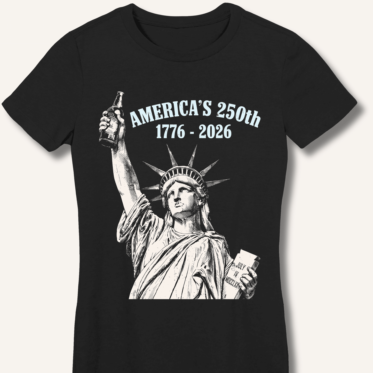 Lady Liberty's Beer Toast Fitted T-Shirt - Sip & Shirt