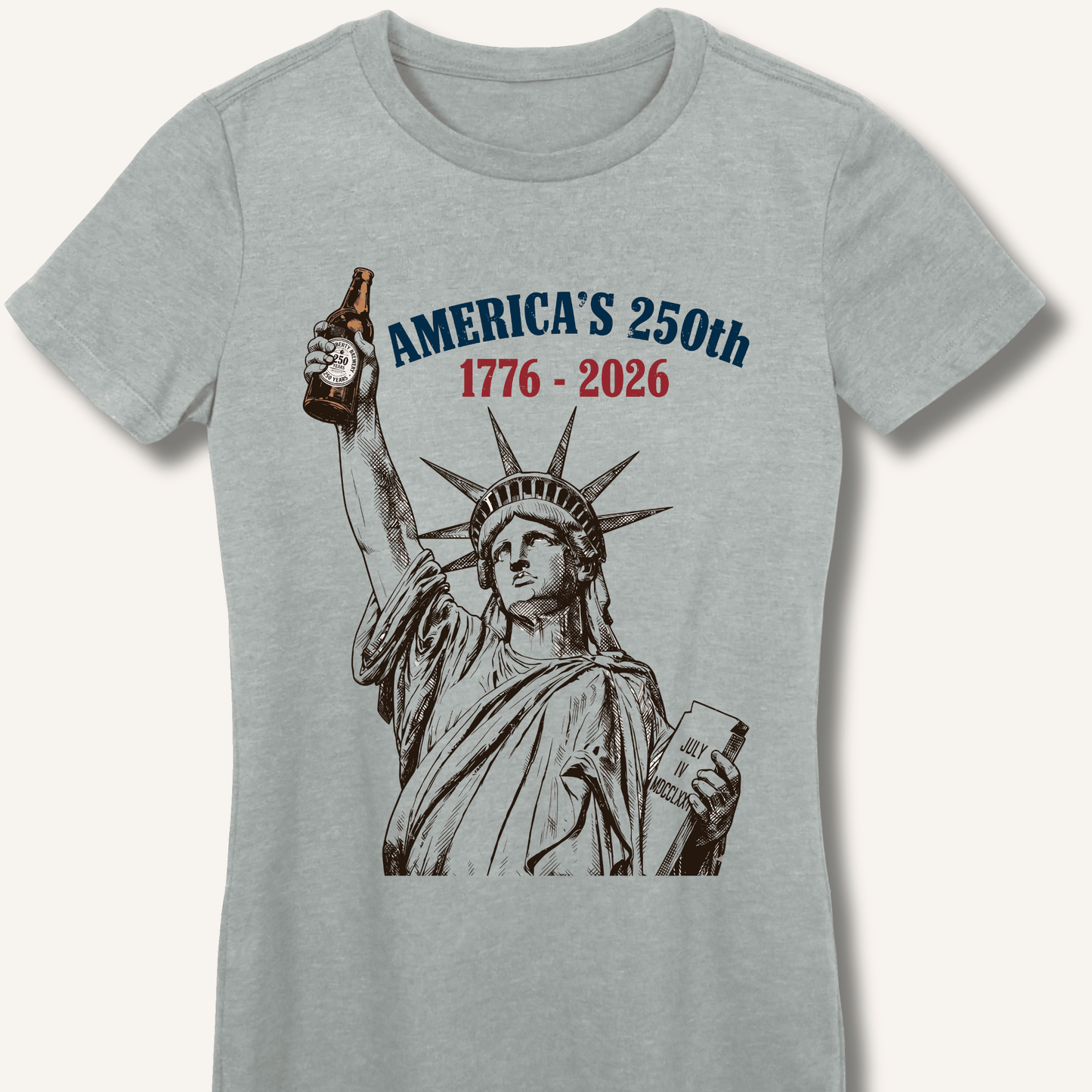Lady Liberty's Beer Toast Fitted T-Shirt - Sip & Shirt