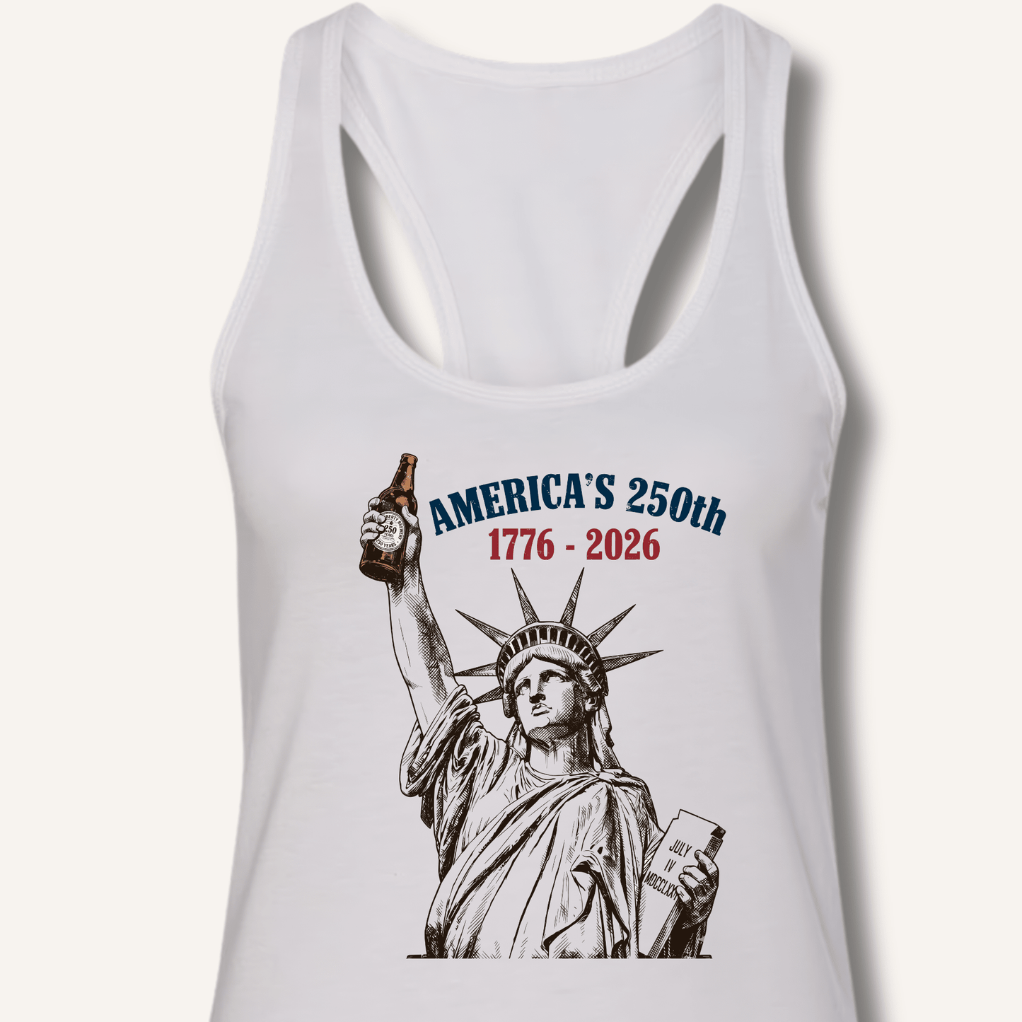 Lady Liberty's Beer Toast Racerback Tank - Sip & Shirt