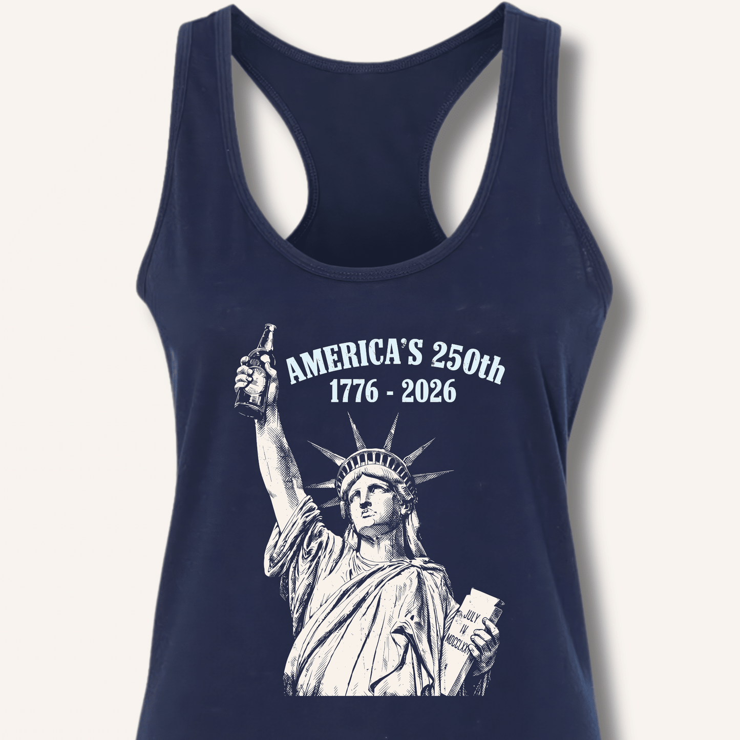 Lady Liberty's Beer Toast Racerback Tank - Sip & Shirt