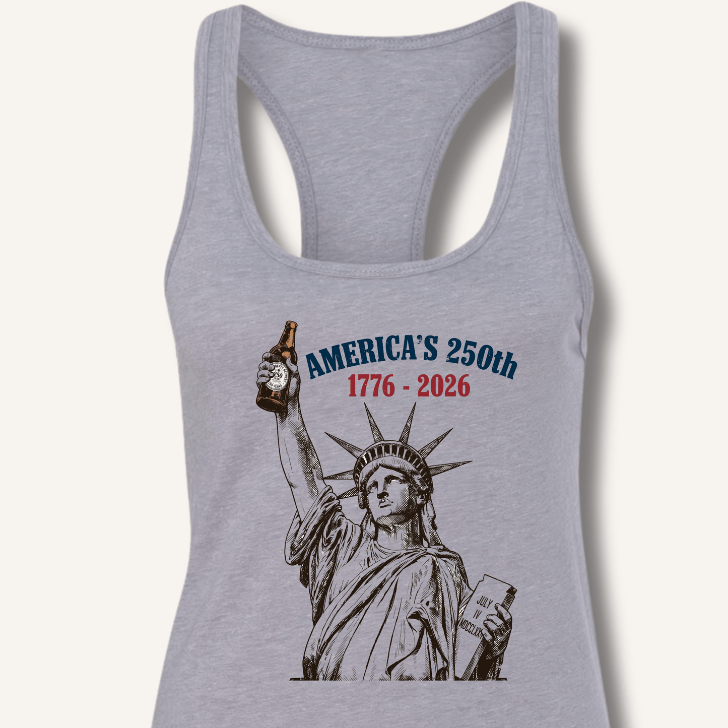 Lady Liberty's Beer Toast Racerback Tank - Sip & Shirt