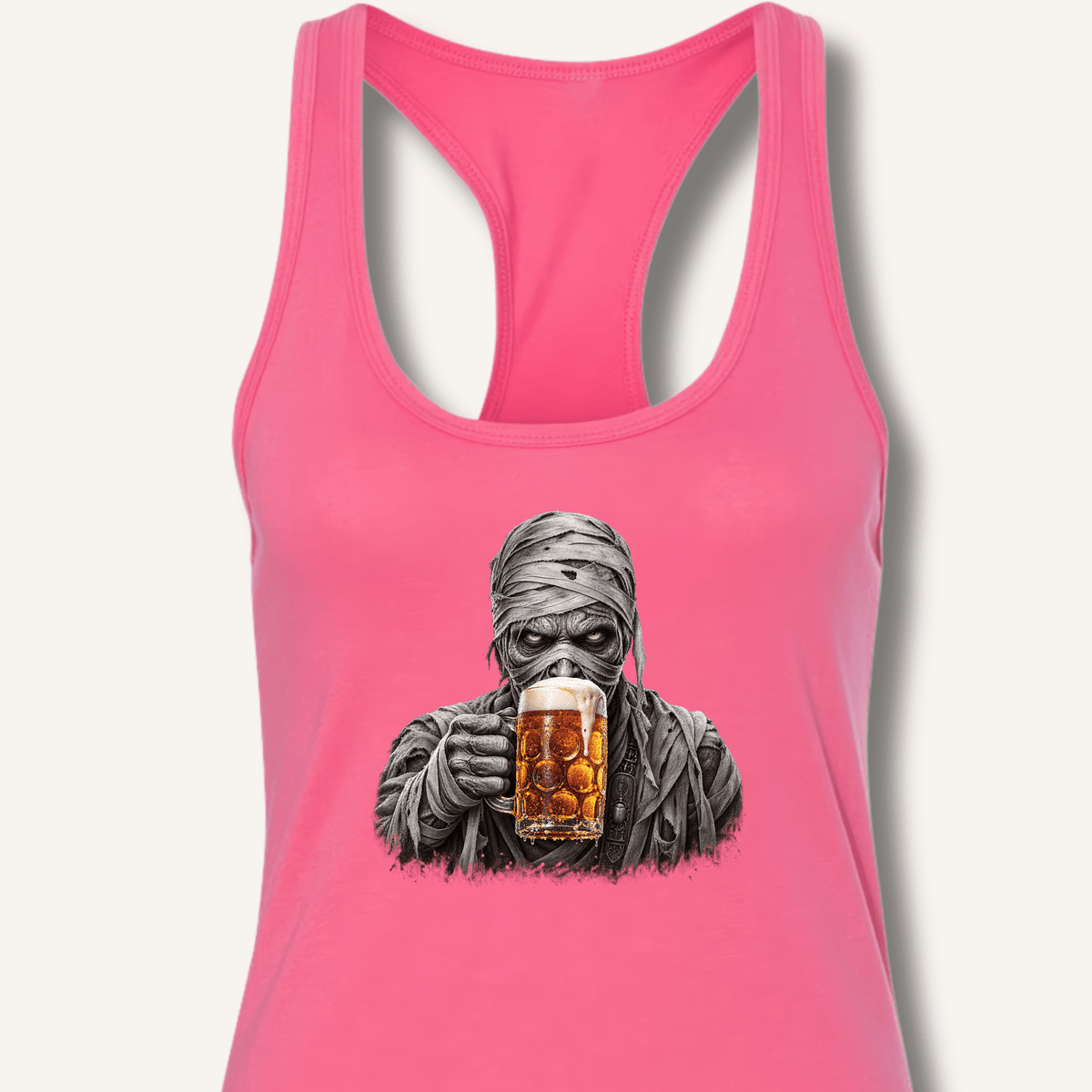 Mummy Drinking Beer Racerback Tank - Sip & Shirt