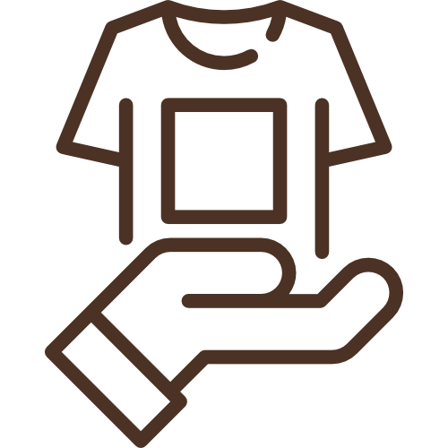 Icon of a hand holding a new t-shirt symbolizing weekly funny coffee and cocktail shirt drops from Sip & Shirt.