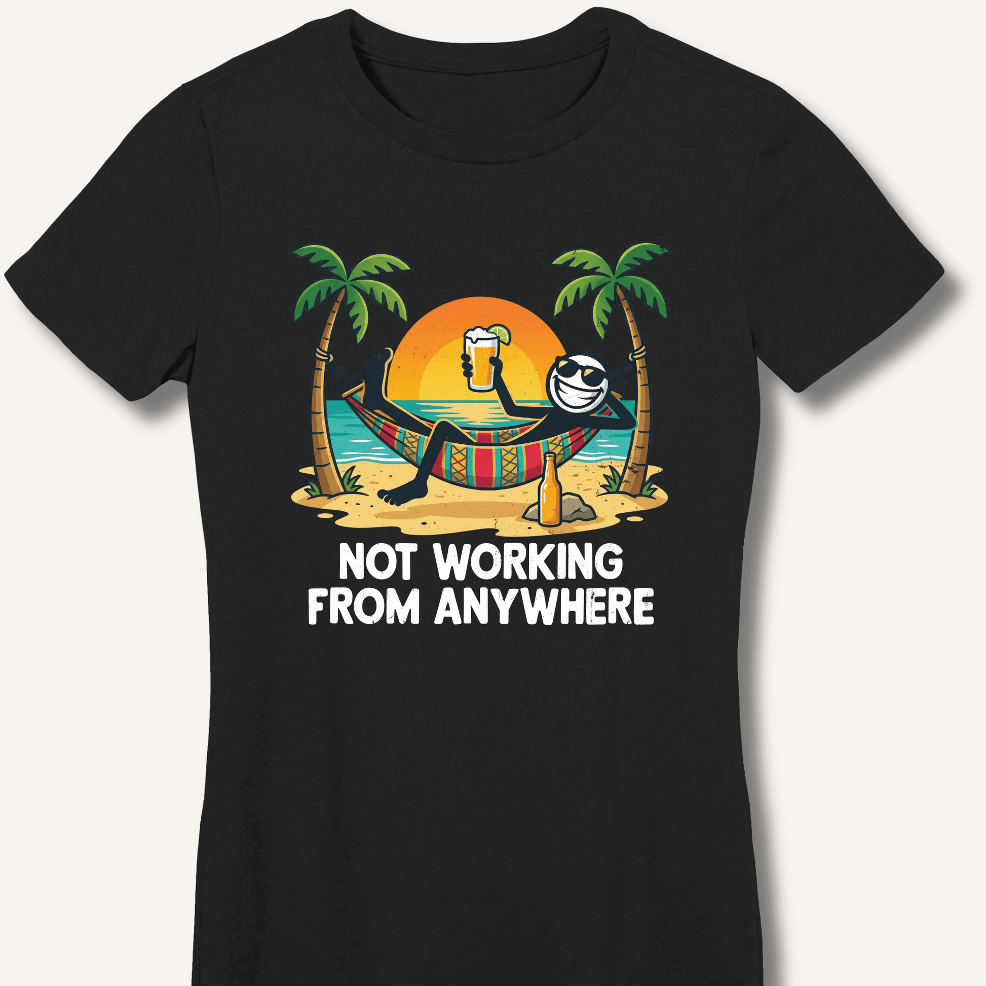 Not Working From Anywhere Fitted T-Shirt - Sip & Shirt