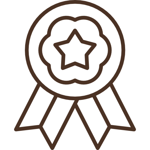 Icon showing an award ribbon symbolizing high-quality funny drink t-shirts printed in the USA by Sip & Shirt.