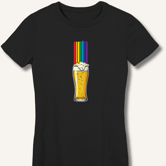 Rainbow Beer Glass Fitted T-Shirt - Sip & Shirt