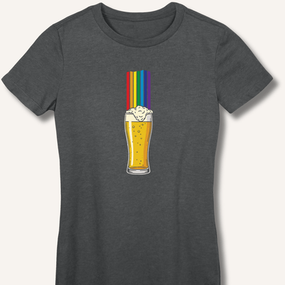 Rainbow Beer Glass Fitted T-Shirt - Sip & Shirt