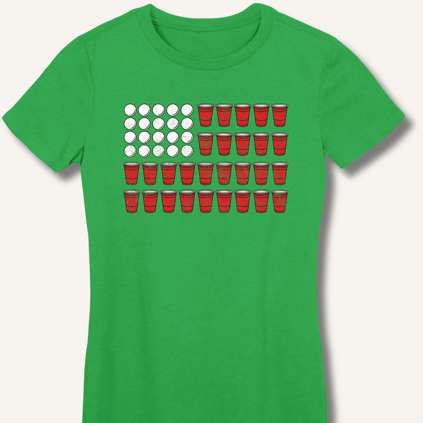 Red Cup Flag T-Shirt Fitted T-Shirt - Sip & Shirt