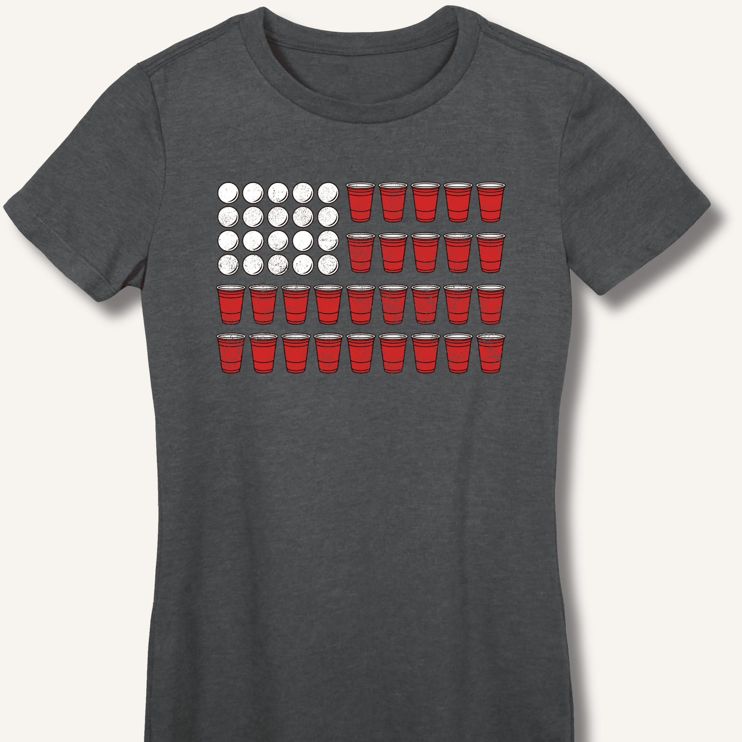 Red Cup Flag T-Shirt Fitted T-Shirt - Sip & Shirt