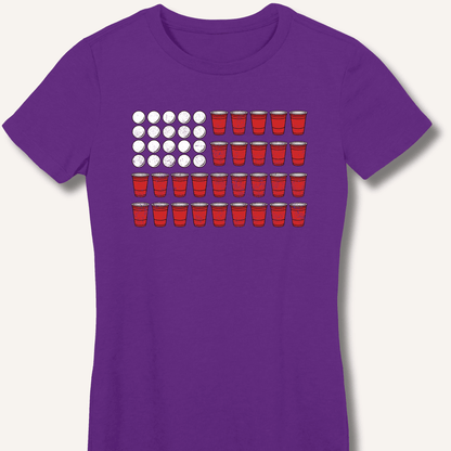 Red Cup Flag T-Shirt Fitted T-Shirt - Sip & Shirt