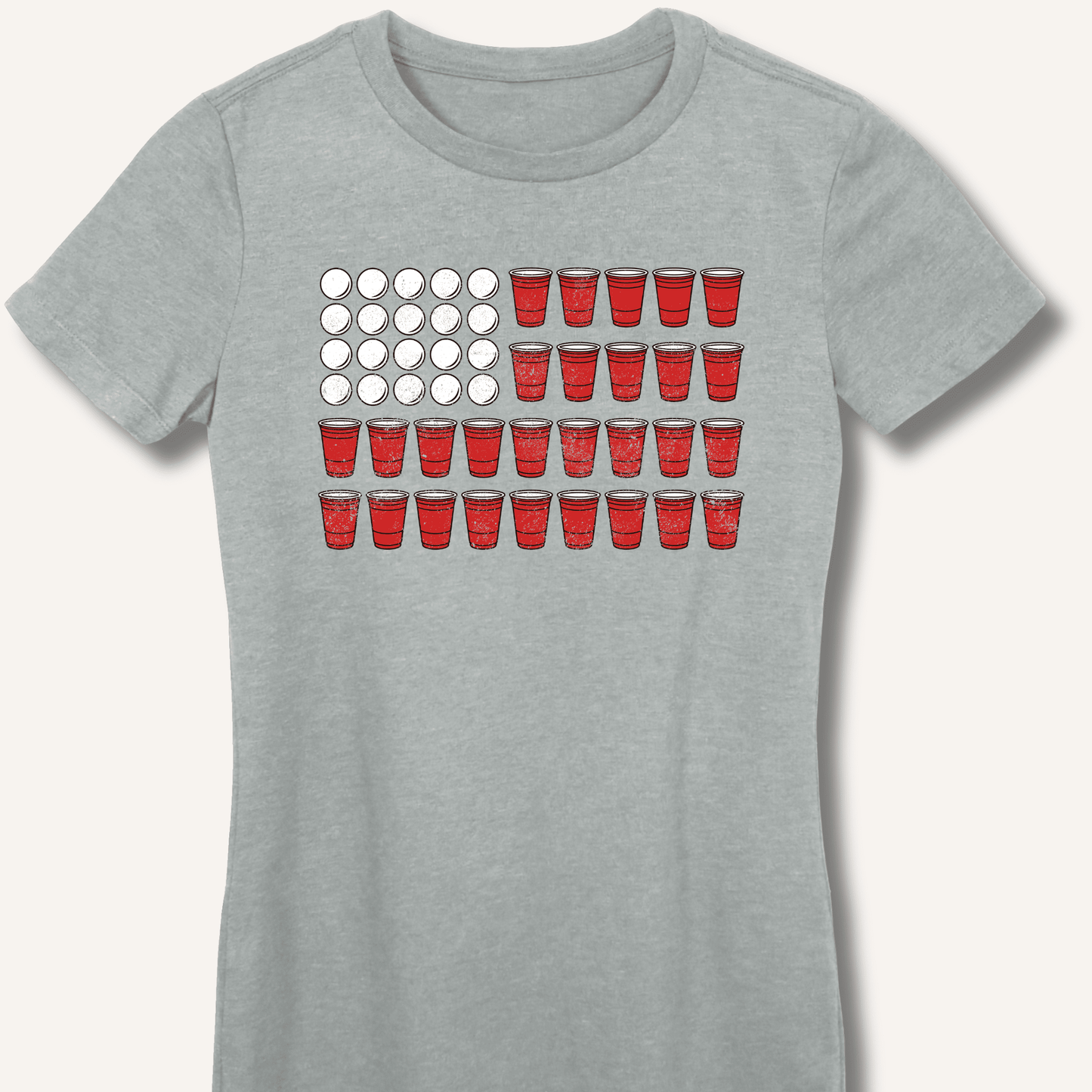 Red Cup Flag T-Shirt Fitted T-Shirt - Sip & Shirt