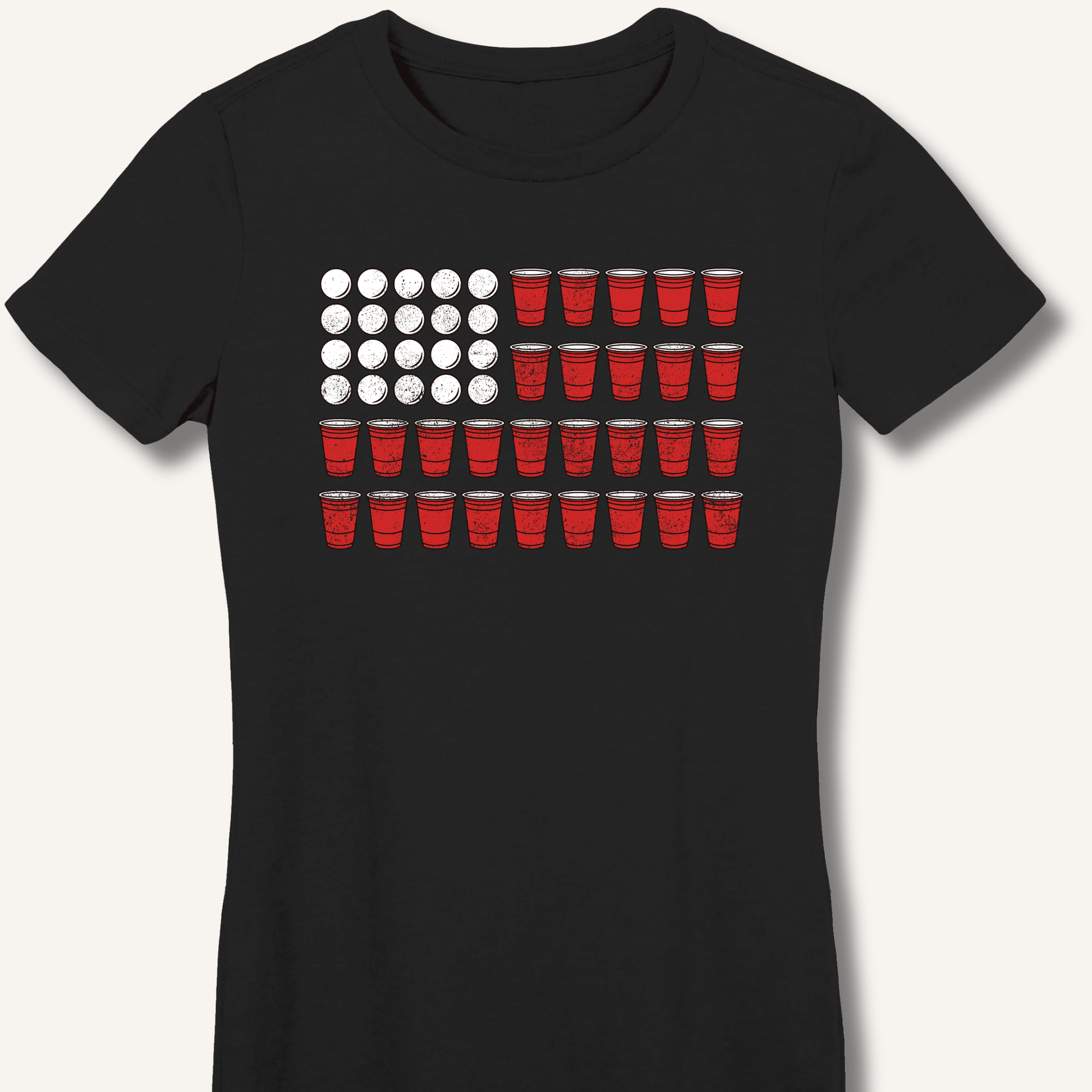 Red Cup Flag T-Shirt Fitted T-Shirt - Sip & Shirt