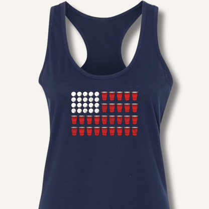 Red Cup Flag T-Shirt Racerback Tank - Sip & Shirt