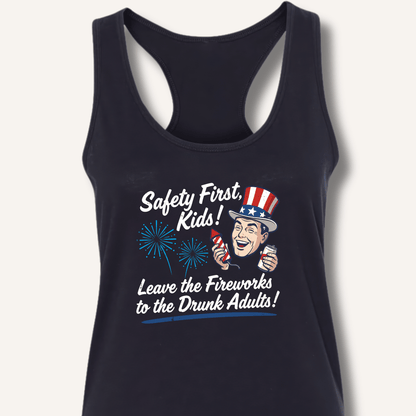Safety First, Kids! Racerback Tank - Sip & Shirt