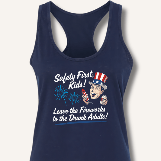 Safety First, Kids! Racerback Tank - Sip & Shirt