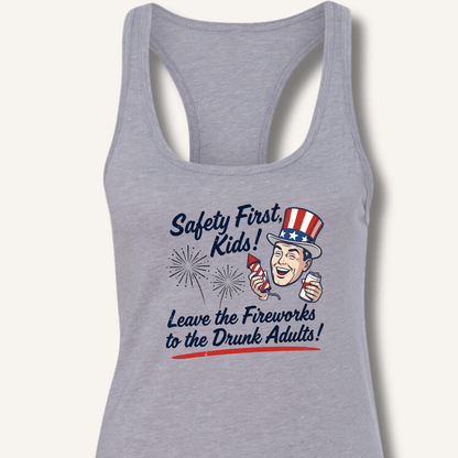 Safety First, Kids! Racerback Tank - Sip & Shirt