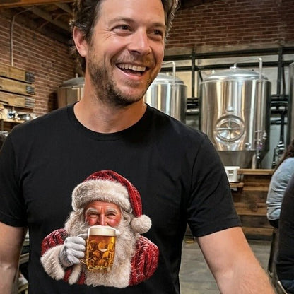 Santa Drinking Beer T-Shirt - Sip & Shirt