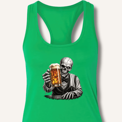 Skeleton Bartender Serving Beer Racerback Tank - Sip & Shirt