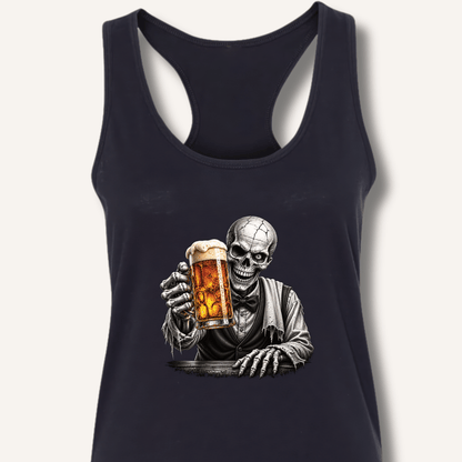 Skeleton Bartender Serving Beer Racerback Tank - Sip & Shirt