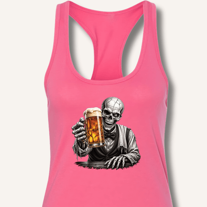 Skeleton Bartender Serving Beer Racerback Tank - Sip & Shirt