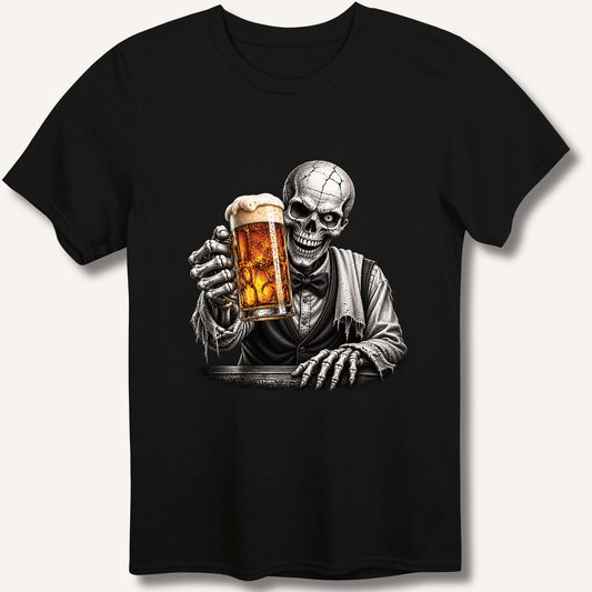 Skeleton Bartender Serving Beer T-Shirt - Sip & Shirt