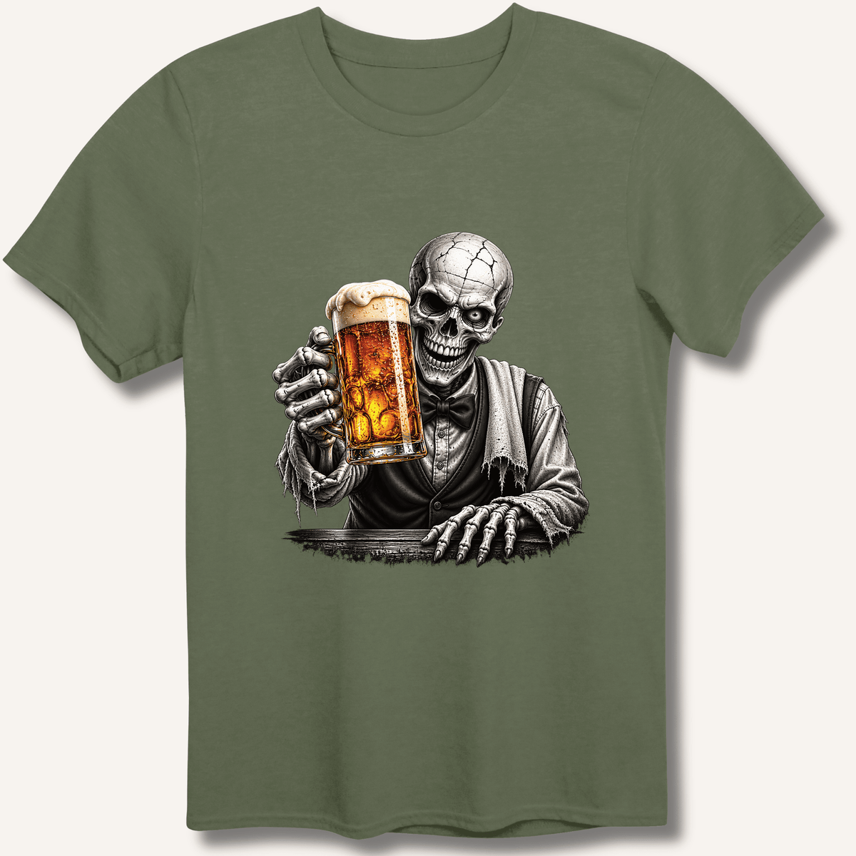Skeleton Bartender Serving Beer T-Shirt - Sip & Shirt