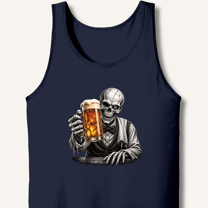 Skeleton Bartender Serving Beer Tank - Sip & Shirt