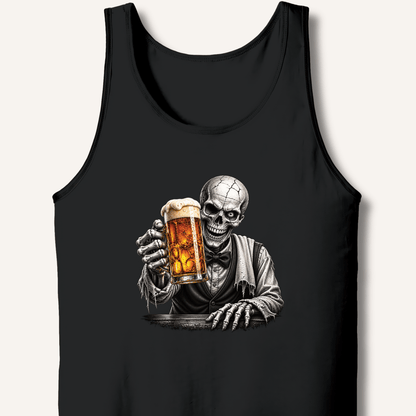 Skeleton Bartender Serving Beer Tank - Sip & Shirt