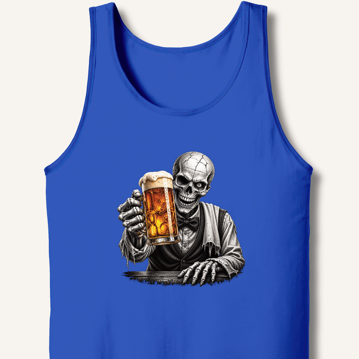 Skeleton Bartender Serving Beer Tank - Sip & Shirt