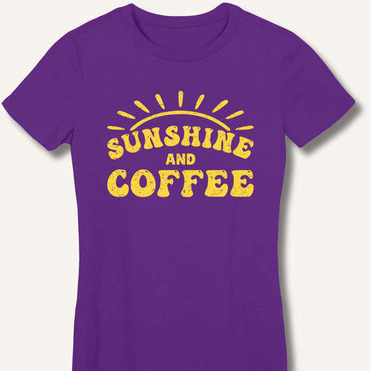 T-Shirt Purple / S Sunshine and Coffee Fitted T-Shirt