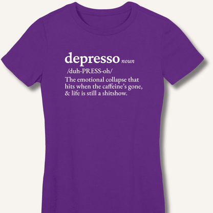 T-Shirt S / Purple Depresso Definition Fitted T-Shirt