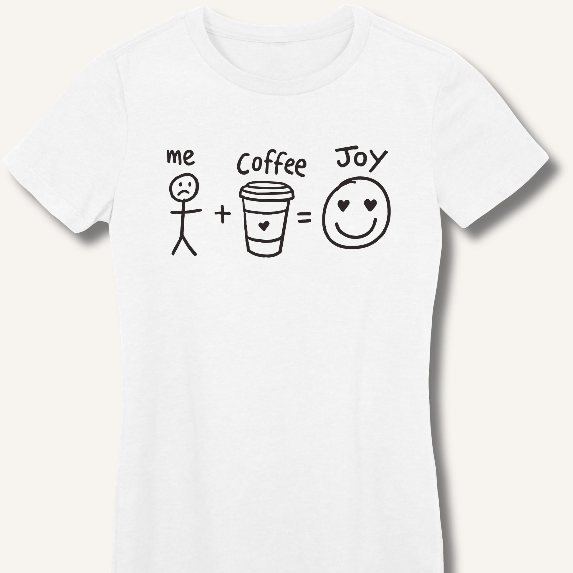 T-Shirt S / White Me + Coffee = Joy Fitted T-Shirt