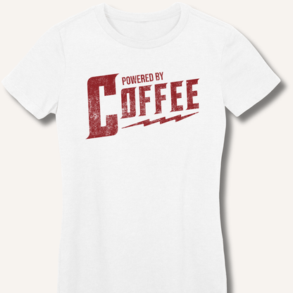 T-Shirt S / White Powered By Coffee Fitted T-Shirt