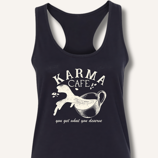 Tank Top Solid Black / XS Karma Cafe Racerback Tank