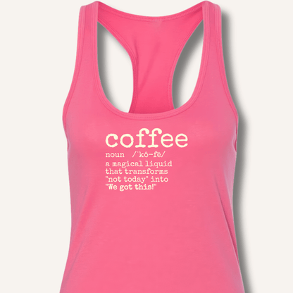 Tank Top Solid Hot Pink / XS Coffee Definition Racerback Tank