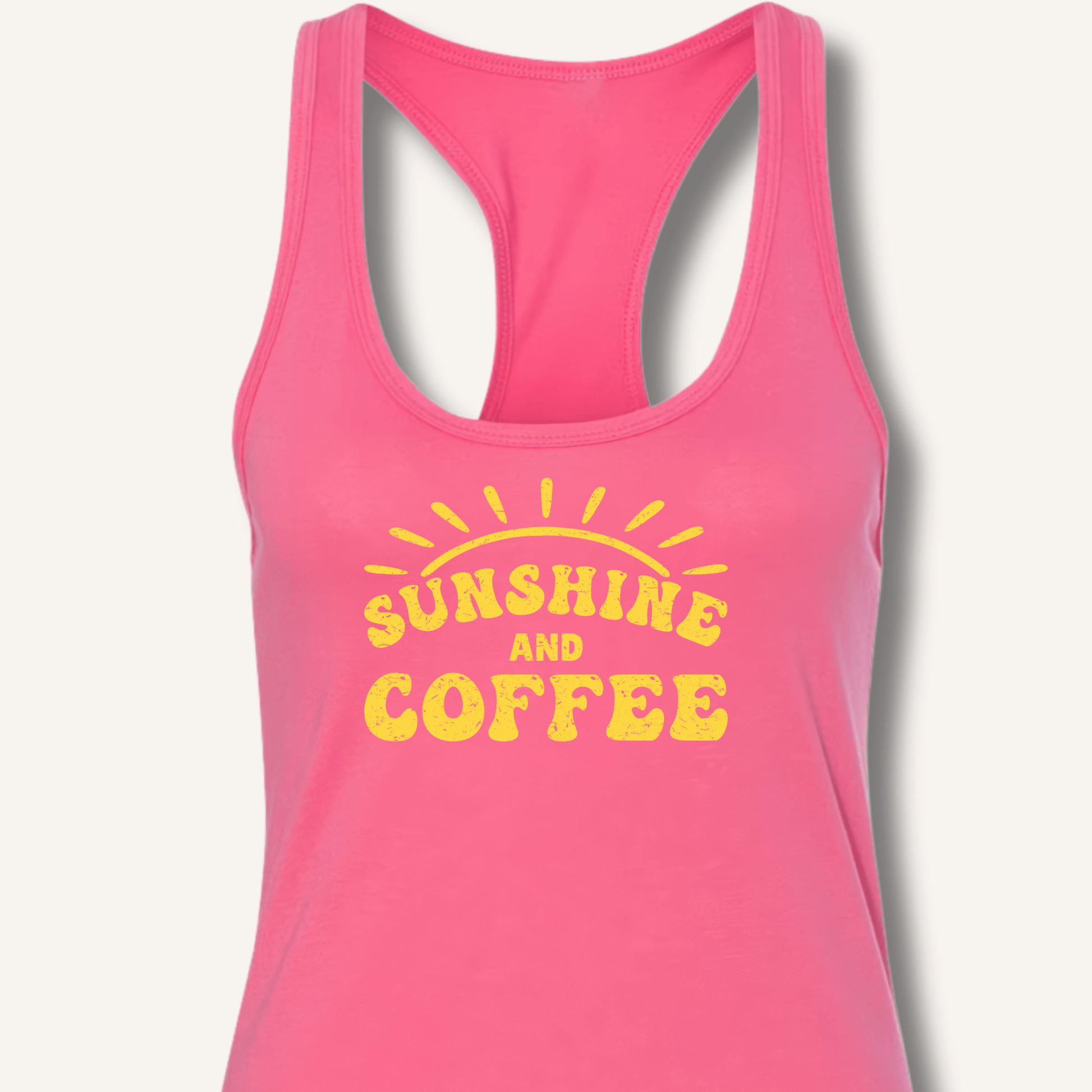 Tank Top Solid Hot Pink / XS Sunshine and Coffee Racerback Tank
