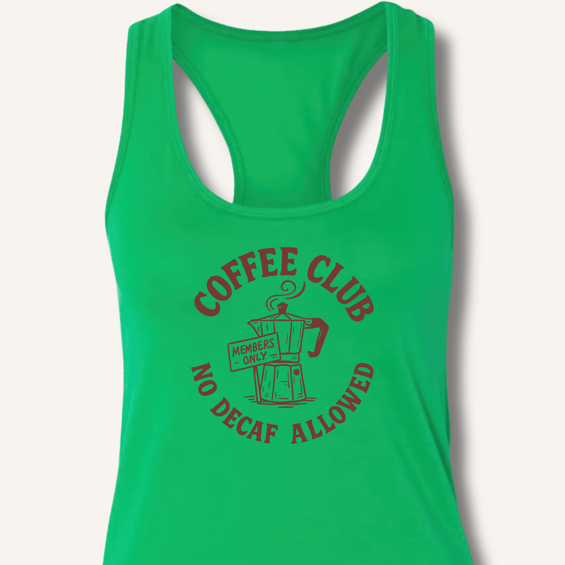 Tank Top Solid Kelly Green / XS Coffee Club Racerback Tank